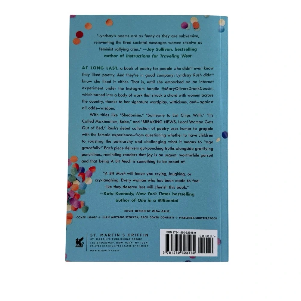 A Bit Much:‎ Poems by Lyndsay Rush Paperback Modern Poetry Humor